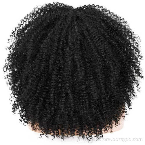 Wholesale Black Curly Wigs for Black Women Afro Curly Wigs with Bangs 14 Inch Afro Kinky Loose Curly Wave Synthetic Hair Wigs